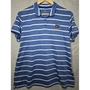 Florida Gators Nike Dri-Fit Polo, Women's Sz XL, Blue/White Striped 56323